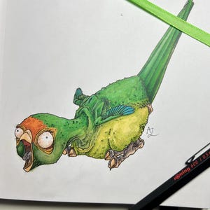 Custom Hand Drawn Digital Bird Portrait – Unique & Cute Commission Illustration Sketch for Bird Lovers and Pet Owners in a Caricature style