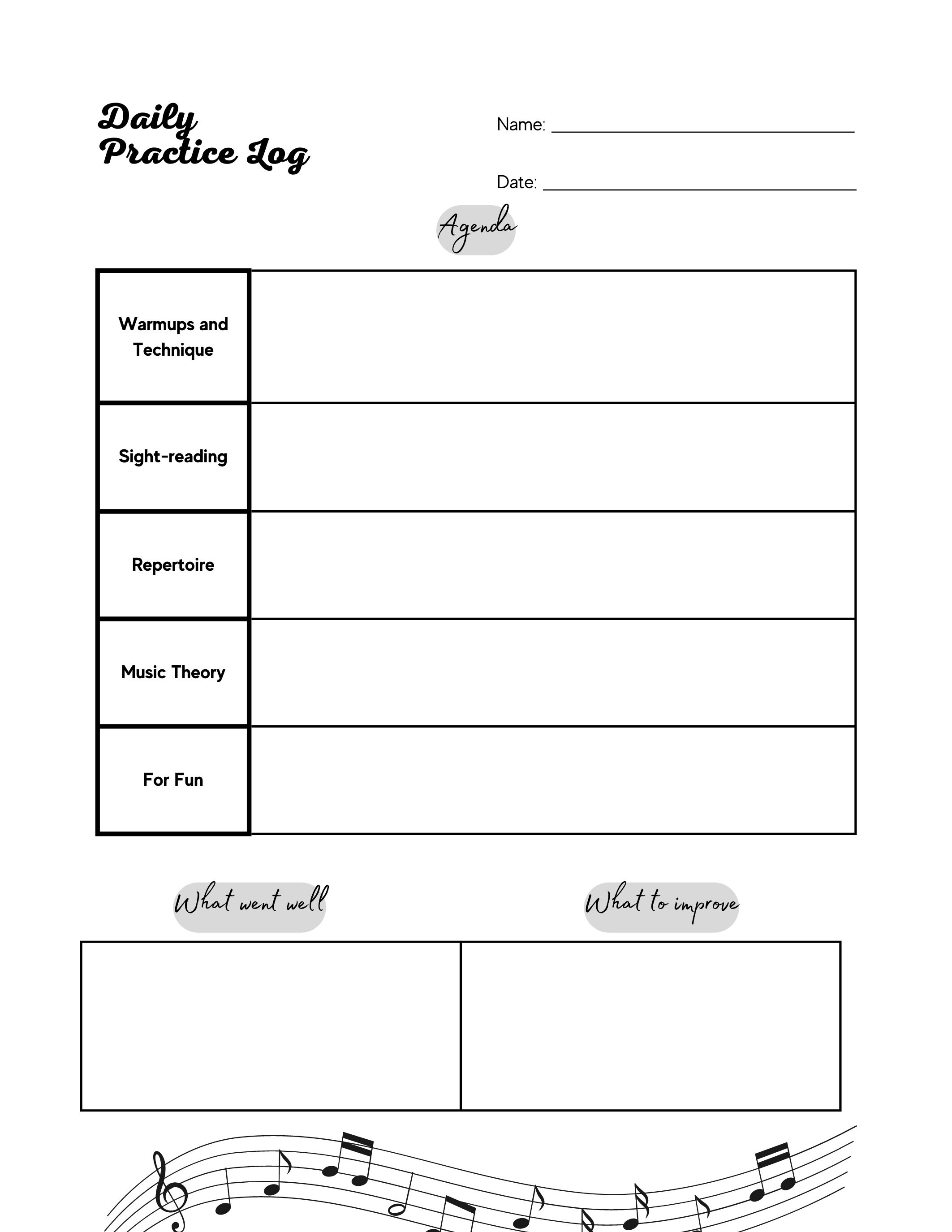 Digital Music Practice Planner, Goodnotes Planner, Music Practice Log