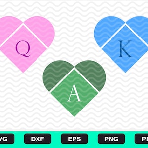 Heart Monogram Alphabet SVG, DXF, PNG, love Monogram Alphabet, Cut File for Cricut, initials, Silhouette, 26 Individual Svg Png Dxf Cut File
