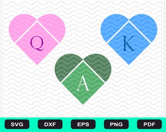 Alfabeto SVG con monograma de corazón: 26 archivos de corte iniciales (descarga digital)