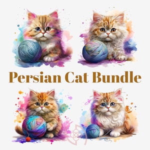 Persian Cat Bundle,Pet Animals Clipart, Watercolor Cat png, Realistic Cats, Cute Kitten Clipart, watercolor animal, Pet cat portrait clipart