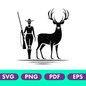 Girl hunter svg, deer hunter svg, png of girl hunting deer, hunter png, outdoor hunting svg, hunting mom svg, hunter girlfriend gift, tshirt