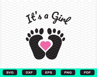 baby feet, Baby gender reveal png, baby girl svg, baby announcement digital, It&#39;s a girl sign, It&#39;s a girl announcement, daughter svg, girl