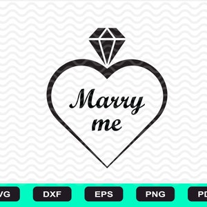 voorstel ring, trouw met me SVG, DXF, PNG, Diamond ring, Hartjesring, diamant op hart, hartvormige ring SVG, voorstel, Svg, Dxf, bestand knippen,