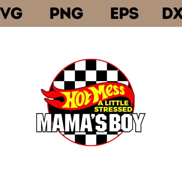 Hot Mess Mama Svg, Boy Mama Svg, Vintage Moederdag Png, Funny Mom Svg, Moeder en Zoon Svg