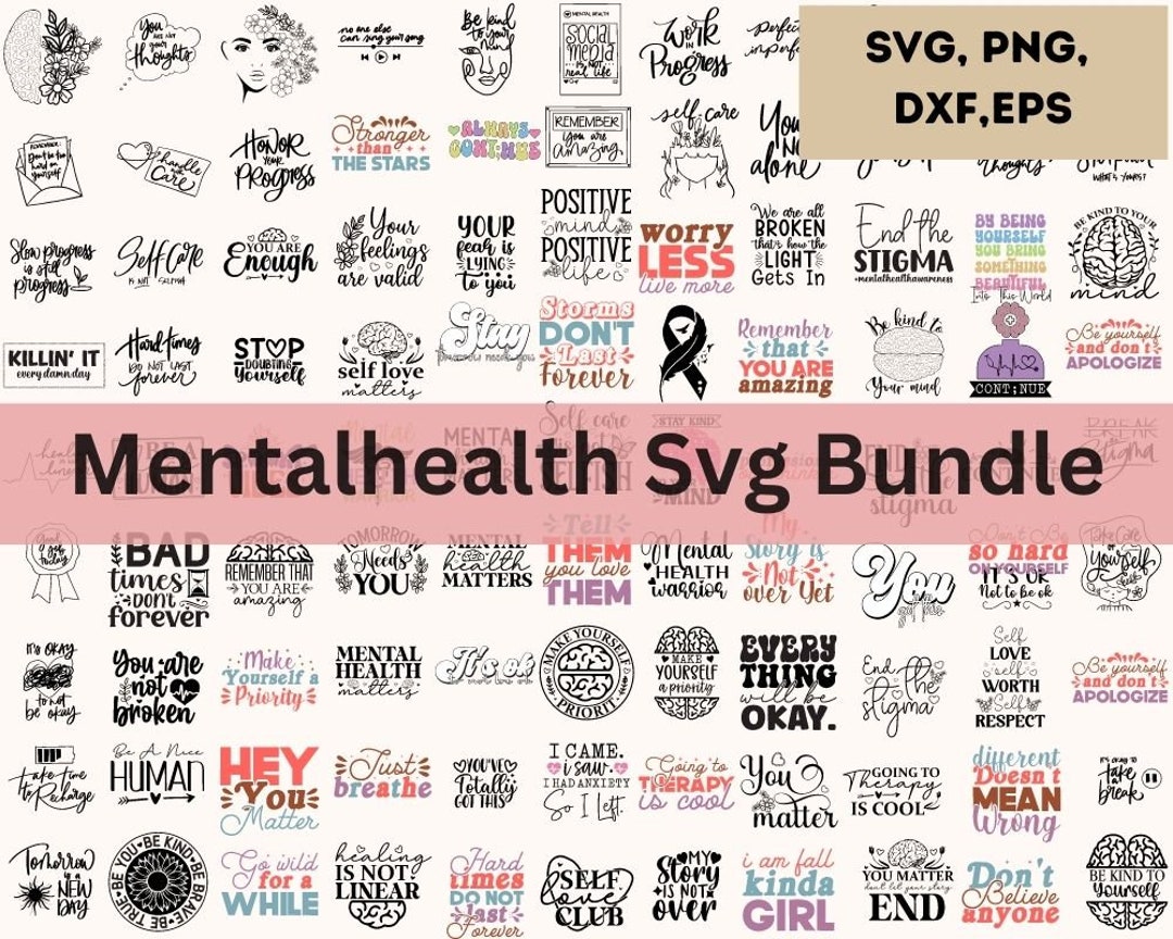 Mental Health Svg Png Bundle, Mental Health Awareness, Motivational ...