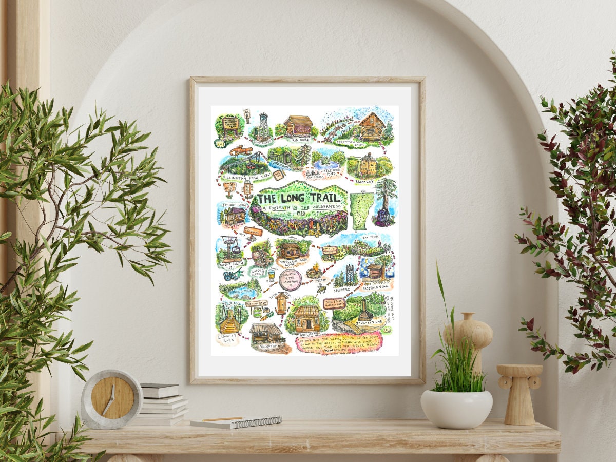 Vermont Long Trail Watercolor Poster - Il Fullxfull.5094629516 K1h0 