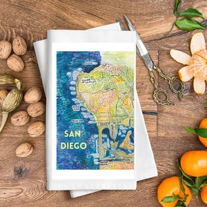 San Diego Tea Towel | San Diego dish towel | San Diego Kitchen decor | La Jolla Tea Towel | Pacific Beach Tea Towel | La Jolla Dish towel