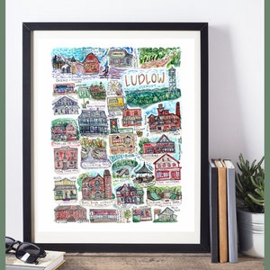 Ludlow Vermont art print | Ludlow Vermont watercolor | Okemo Art | Ludlow VT artwork | Okemo Artwork | Ludlow Vermont artwork Flood Relief
