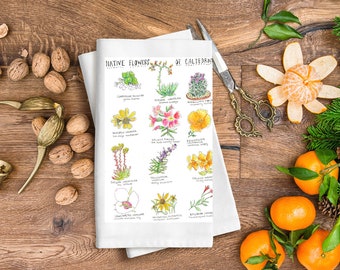 California Native plants Tea Towel | California Native flowers towel | San Diego dish towel| California dish towel| California Poppy towel