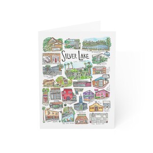 Silver Lake greeting card |  Los Angeles greeting card | Silver Lake Landmarks |  Silver Lake Reservoir gift  | LA local gift |