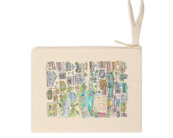 San Diego Pacific Beach Watercolor canvas pouch | La Jolla San Diego gift | San Diego Bag | San Diego clutch | San Diego Canvas Bag