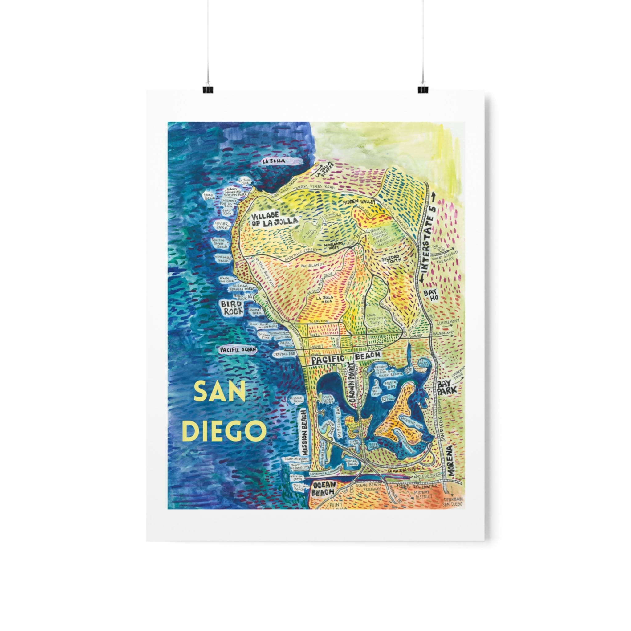 San Diego Map Poster | San Diego Artwork Map | San Diego Wall Art ...
