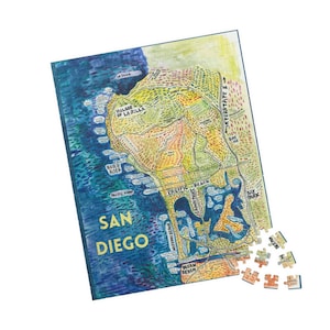 San Diego Map Puzzle | San Diego Puzzle | Pazifik Strandpuzzle | Meer Strand Puzzle | Windansea Bird Rock La Jolla Puzzle