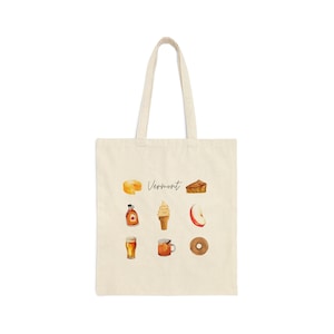 Vermont Canvas Tasche | Lokale Vermont Foods | Ahorn Creemee | Vermont-Ahornsirup | VT Apfelwein Donuts | Vermont Käse Leinentasche | VT