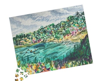 La Jolla Watercolor jigsaw puzzle | San Diego jigsaw puzzle | La Jolla Shores puzzle | Bird Rock puzzle | La Jolla artwork jigsaw puzzle