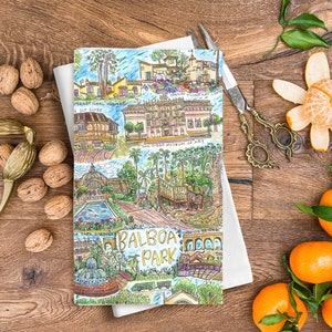 Balboa park tea towel | San Diego tea towel | San Diego dish towel | Balboa Park gift | Balboa Park art | Balboa Park watercolor dish towel