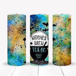 Witches Brew Cauldron 20oz Tumbler: Spiderweb Halloween Sublimated Design