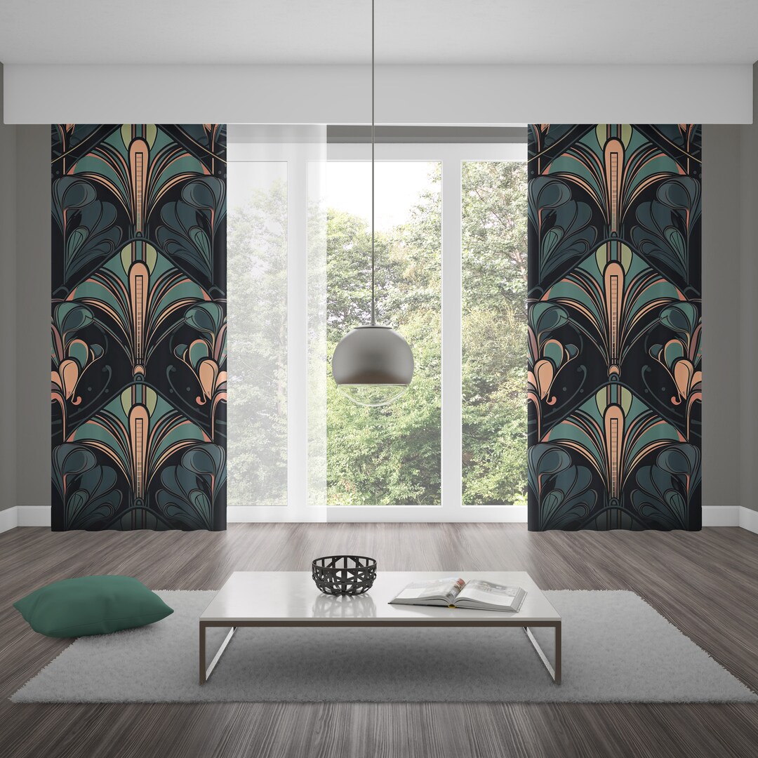 Art Deco Window Curtain Artistic Movement Pastel Color Etsy