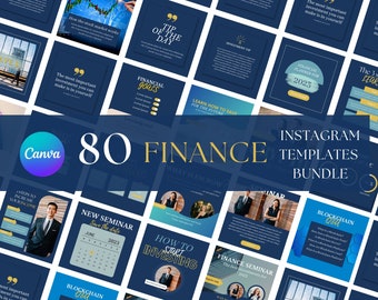 Finance Instagram Canva Templates: 80 Corporate Social Media Posts (Bundle)
