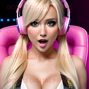 AI Digital Image/Art -E-Gamer Girl &quot;PIXEL&quot; - (Wall Poster Size 24x36) HD 300DPI