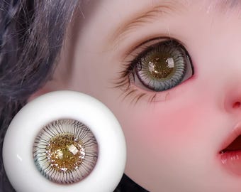 Golden Eyes for BJD Dolls, Handmade Resin Doll Eyes for 1/3 1/4 1/6 BJD, 8sizes Doll Eyes 10mm 12mm 14mm 16mm 18mm
