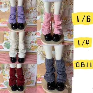 7Colors BJD 1/4 1/6 OB11 Knitted Slouch Socks, Doll Knee High Socks, Layered Style Doll Socks for Ball Jointed Dolls