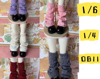 7Colors BJD 1/4 1/6 OB11 Knitted Slouch Socks, Doll Knee High Socks, Layered Style Doll Socks for Ball Jointed Dolls