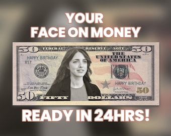 Your Face on Money, Game Money, 50 dollar bill, Party Money, Custom Money, Play Money, Custom Dollar Bill, Personalized dollar