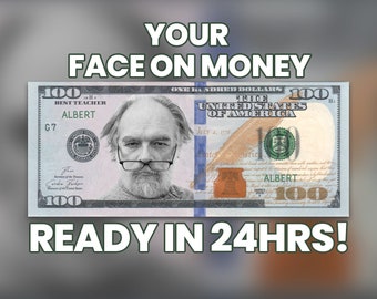 Tu cara en el dinero, Dinero para juegos, Billete de 100 dólares, Dinero para fiestas, Dinero personalizado, Dinero de juego, Billete de dólar personalizado, Dólar personalizado