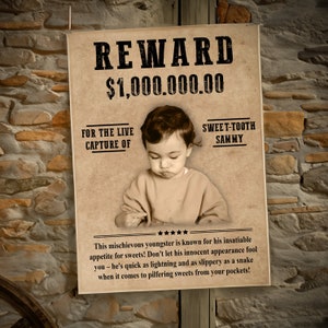Wanted Poster Printable, Western Theme, Customized Cowboy Party Decor, Digital Invitation, Personalized Wild West Print