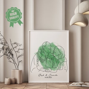 Custom Line Drawing, Couple Portrait, Line Art From Photo, Personalized Wedding Anniversary Gift, Custom Gift, Family Gift, Gift for Her,