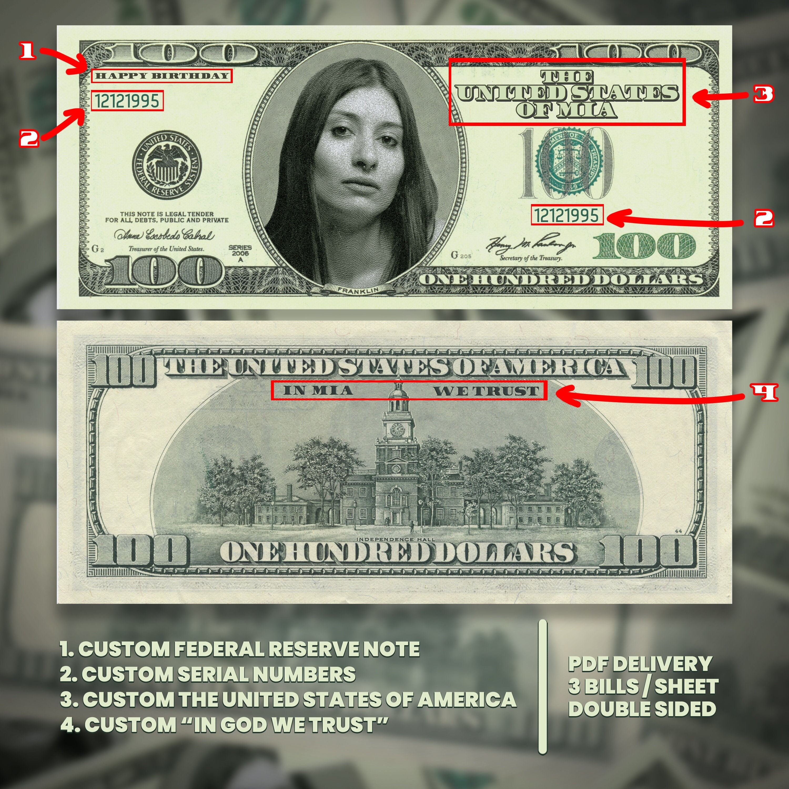 100 $1 (ONE DOLLAR) NOTES - UNCIRCULATED NON-SEQUENTIAL 2021 - Foto 6