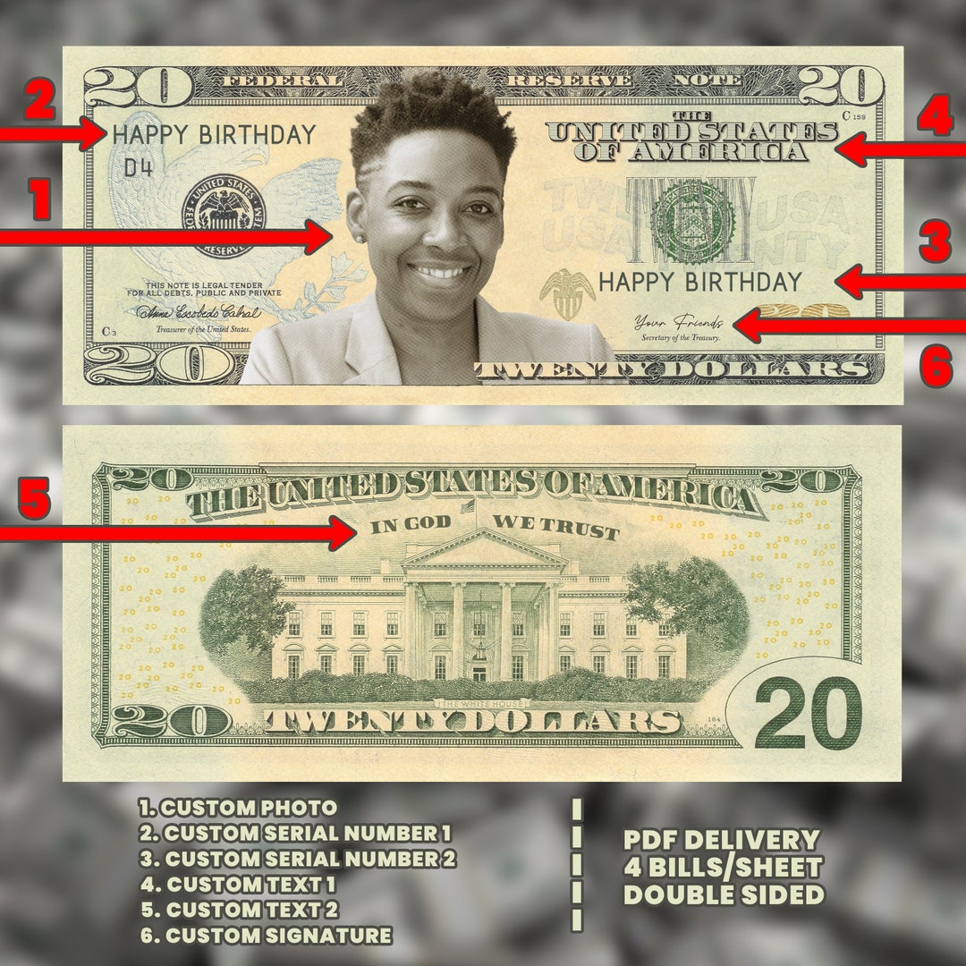 Personalisiertes Geld, Fake Geld, Prop Geld, Ihr Gesicht auf Geld, 20
