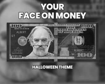 Your Face on Money, Game Money, 100 dollar bill, Black Money, Party Money, Custom Money, Play Money, Custom Dollar Bill, Personalized dollar