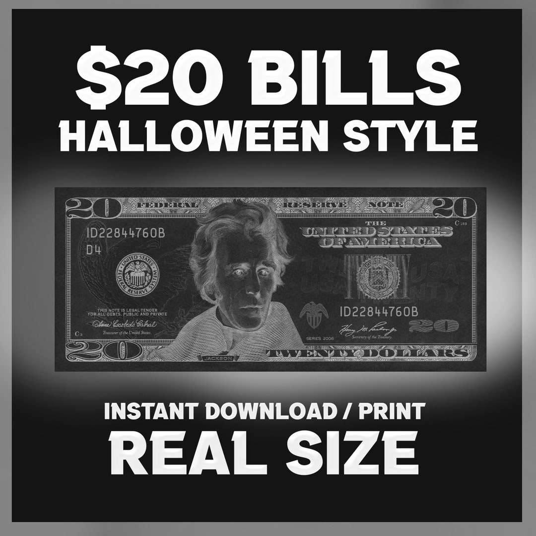 Halloween 20 Dollar Bills Black And White Custom Bills Etsy halloween-20-dollar-bills-black-and-white-custom-bills-etsy