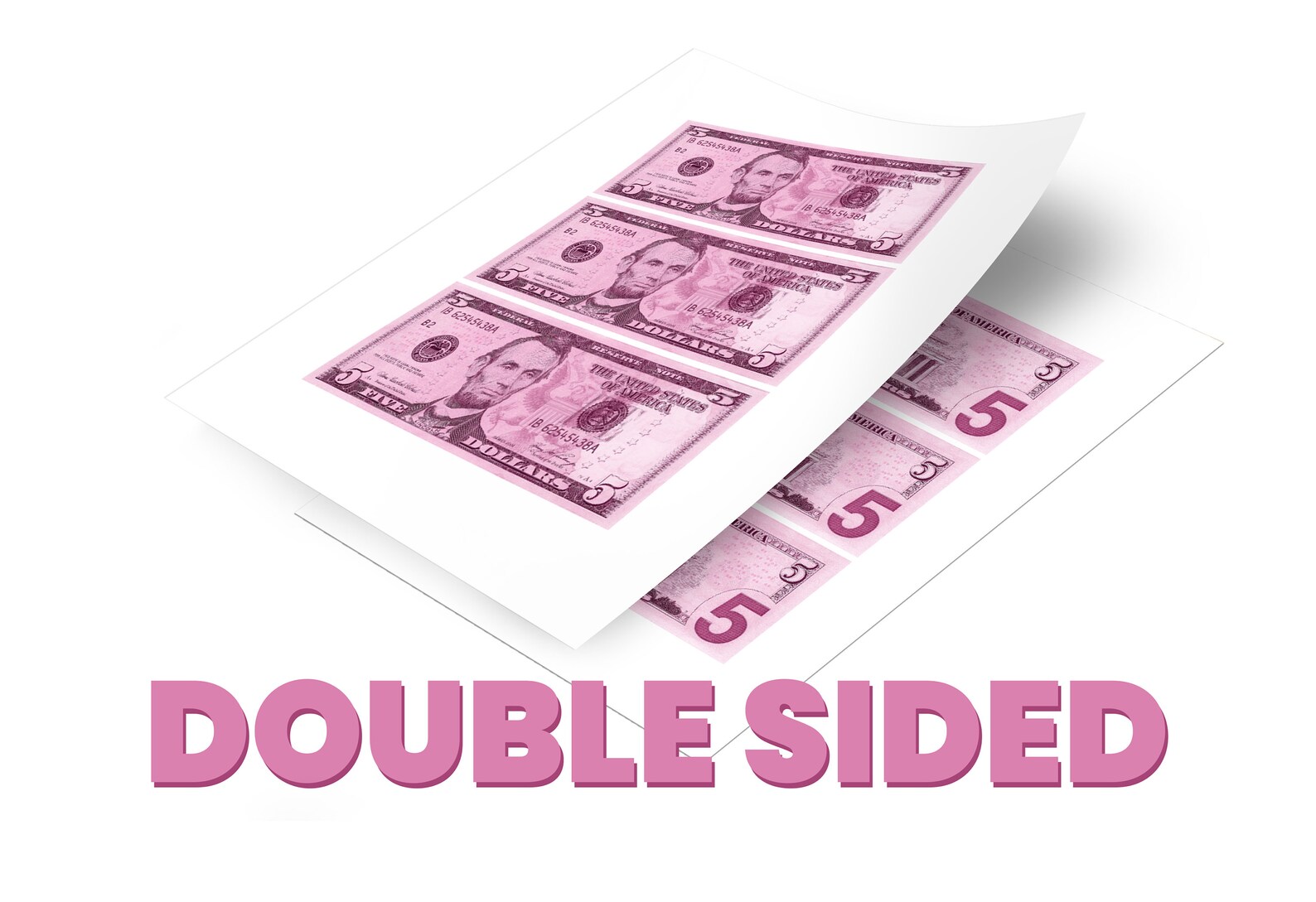 Printable Pink 5 Dollar Bill, Party Money (PDF) Etsy