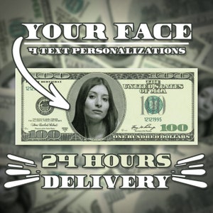 100 Dollar Bill Old Style, Your Face on Money, Game Money, Party Money, Custom Money, Custom Dollar Bill, Fast Delivery Digital Product