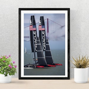 Cartel del Oracle Team America / Navegando en la Bahía de San Francisco / America's Cup Walk Art / Oracle Team America Walk Art