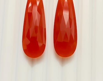 Par de piedras preciosas Akeek Briolette naranjas - Forma de pera larga (12 x 40 x 6 mm, 37 ct)