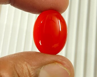 Piedra preciosa Aqeeq naranja: cabujón ovalado de ónix natural (17 x 13 mm, 18,50 quilates)