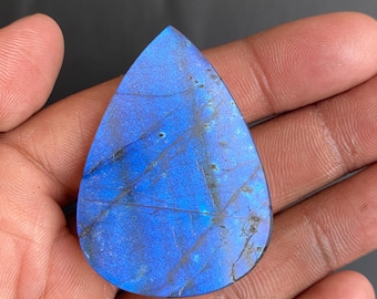 Cabujón de labradorita azul brillante de 86 quilates, 35*49*6 mm, gema en forma de lágrima.