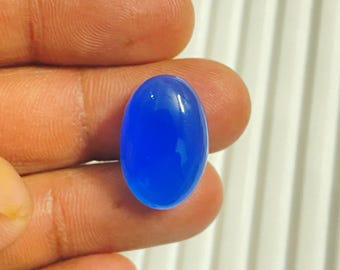 Piedra preciosa de ónix Aqeeq azul cielo: cabujón ovalado (18 x 10 mm, 18,25 quilates)