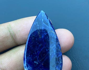 Cabujón de sodalita azul natural de 42 quilates / 23x46x6 mm, gema en forma de lágrima / Piedra suelta azul intenso para engaste con alambre, joyería colgante y cristal.