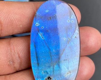 Cabujón de labradorita natural de 67 quilates, labradorita ovalada de 26x49x6 mm, gema azul eléctrico brillante para engaste de alambre, piedra para la fabricación de colgantes.