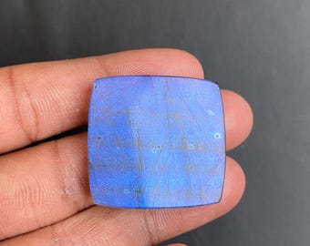 Cabujón de labradorita azul natural de 62 quilates, piedra preciosa suelta de forma cojín de 36 mm, labradorita azul eléctrico de alto brillo para la fabricación de joyas.