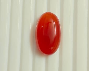 Piedra preciosa de ónix Aqeeq naranja: cabujón ovalado (20 x 11 mm, 19,20 quilates)