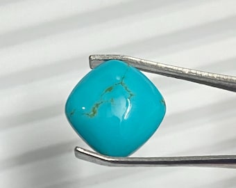 Cabujón de turquesa natural de Arizona de 12 mm - Talla cojín de 5,95 quilates - Piedra preciosa azul cielo