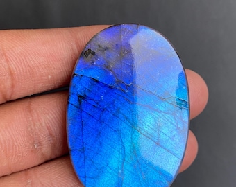 Cabujón de labradorita natural de 113 quilates, labradorita ovalada de 33x49x7 mm, gema azul eléctrico brillante para engaste de alambre, piedra para la fabricación de colgantes.
