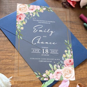 Acrylic Wedding Invitations, Acrylic Wedding Invitation, Elegant Floral Invitation, Wedding Invitation, Wedding card, Elegant Invitation,